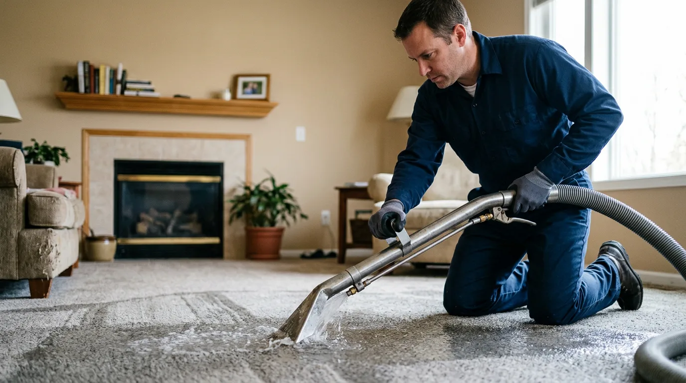 Water damage restoration technician working near Toano, VA